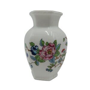 AYNSLEY Pembroke Flower and Bird Hexagonal Small Bud VASE England Vintage